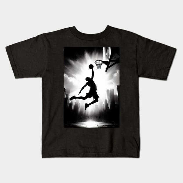 Basketball player going to the basket Kids T-Shirt by Print Forge